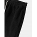 Men Corduroy Solid Loose Drawstring Waist Beam Feet Pants