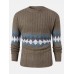 Mens Vintage Argyle Pattern Rib  Knit Cotton Long Sleeve Pullover Sweaters