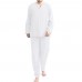 TWO  SIDED Mens Cotton Comfy Soft Solid Color Long Sleeve Sleepwear Set Yoga Pajamas Set