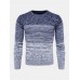 Mens Ombre Crew Neck Casual Regular Fit Long Sleeve Pullover Sweater