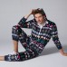 Mens Christmas Pattern Onesies Hooded Zip Down Holiday Pajama Set Printing Loungewear