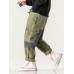 Mens Patchwork Zipper Fly Casual Cotton Cargo Pants With Pocket