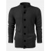 Mens Solid Color Knitted Button Up Long Sleeve Sweater Jacket