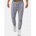 Mens Side Striped Cotton Drawstring Waist Sports Casual Jogger Pants