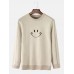 Mens Smile Graphics Pullover Long Sleeve Knitted Casual Sweaters