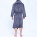 Men Flannel Pockets Bathrobe Pajama Hooded Sleepwear Robe