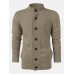 Mens Solid Color Knitted Button Up Long Sleeve Sweater Jacket