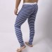 Mens Fall Winter Striped Thermal Pants Long Johns Pajamas