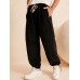 Men Corduroy Solid Loose Drawstring Waist Beam Feet Pants