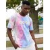 Mens Small Flower Print Tie Dye Round Neck Short Sleeve T  Shirt