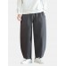 Mens Solid Color Cotton Linen Loose Casual Simple Wide Leg Pants