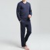 Mens Casual Home Pure Color Pocket Autumn Modal Sleepwear Pajama Set