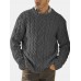 Men Solid Cable Knit Round Neck Casual Pullover Sweaters