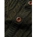 Men Cable Knit Full Button Solid Stand Collar Cardigans