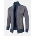 Men Stitching Knit Zipper Stand Collar Casual Cardigans