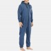 Men Mulit Pockets Thicken Loungewear Zip Down Jumpsuit Plain Hooded Pajamas