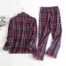 Mens Plaid Printing Turn down Collar Home Cotton Autumn Sleepwear Set