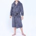 Men Flannel Pockets Bathrobe Pajama Hooded Sleepwear Robe