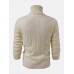 Mens Solid Color Twisted Cable Knit High Neck Slim Fit Casual Sweater