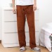 Mens Autumn Winter Thick Solid Color Warm Sleepwear Flannel Home Pants