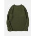 Men Solid Cable Knit Round Neck Casual Pullover Sweaters