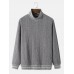 Men Rib Knit Ethnic Trim High Neck Pullover Casual Sweatshirt